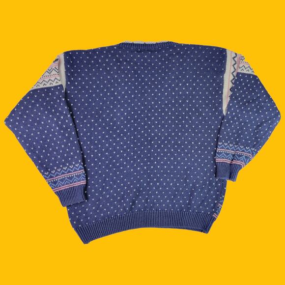 Vintage Knit Floral V-Neck Sweater, M Grandmacore Retro - Picture 2 of 5